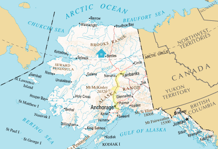 Map of Alaska and Bettles